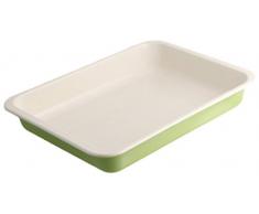 Zenker Grill- und Ofenform Emaille (36,5 x 5 x 27 cm) SPECIAL COOKING, rechteckige Backform mit Emaille-Versiegelung, Bräterform für krosse Braten & saftige Aufläufe (Farbe: Creme/Grün), Menge: 1 Stück