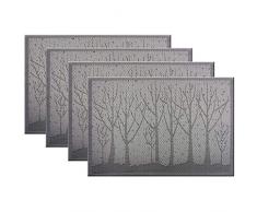Bright Dream Tischsets Waschbar Leicht zu Reinigen PVC Tisch-Sets für Küche Tisch Heat-resistand Gewebtes Vinyl Tisch Mats Tree Silver