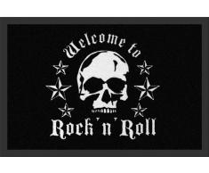 empireposter Skull - Rock & Roll - Fussmatte, Größe: 60 x 40 cm, Material Polypropylen