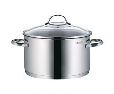 WMF Teramo Kochtopf, hoch à 24 cm mit Glasdeckel, Cromargan Edelstahl poliert, Schüttrand induktionsgeeignet spülmaschinengeeignet, 5,7l