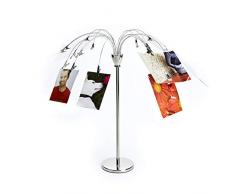 Umbra Fotofalls Fotobaum und Bilderrahmen mit 18 Clips zum Halten von Fotos, Postkarten und Mehr – Foto Collage zum Selbermachen mit 360 Grad Optik, Nickel