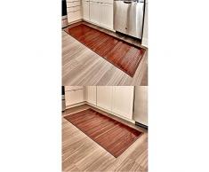 iDesign rutschfeste Fußmatte, wasserabweisende Bambusmatte, großer Läufer aus Bambus, 61 x 182 cm + rutschfeste Fußmatte, wasserabweisende Bambusmatte, großer Läufer aus Bambus, 61 x 122 cm