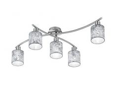 Trio Leuchten Deckenleuchte Garda, 605400589 Nickel matt, E14, Stoffschirm Silberfarbig, 44.2 x 75 x 22cm