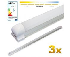 LEDVero 3x SMD LED Röhre 120 cm inkl. Fassung in neutralweiss- Leuchtstoffröhre T8 G13 Tube milchige Abdeckung - Lichtleiste mit 18 W, 1800lm- montagefertig