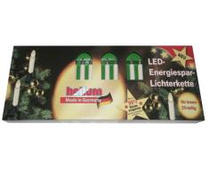 Hellum 812046, 20-tlg. Energiespar-Riffelkerzenkette, elfenbein, Innenbeleuchtung, Kerzenfarbe: klar, LED: warm-weiÃ, nur 2,0 Watt Stromverbrauch pro Lichterkette, Fassungsabstand 70cm, Steckerzuleitung 2 x 1,5m, Teilbarer Stecker, GL: 16,3m