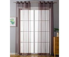 2er Set Ösenvorhänge Transparent »Uni« Gardine HxB 245x140 cm Braun Stores Vorhang Ösen Bleibandabschluß Wohnzimmer, 20332-cn2