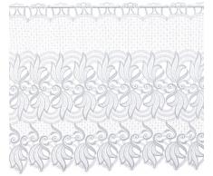 Plauener Spitze by Modespitze, Store Bistro Gardine Scheibengardine mit Stangendurchzug, hochwertige Stickerei, Höhe 60 cm, Breite 112 cm, Weiß