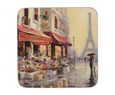 CREATIVE TOPS Paris Szene Premium Unterseite aus Kork Untersetzer, Holz, Mehrfarbig, 6-teilig