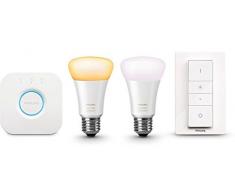 Philips Hue White Ambiance E27 LED Lampe Starter Set, zwei Lampen inkl. Bridge und Dimmschalter, dimmbar, alle WeiÃschattierungen, steuerbar via App, kompatibel mit Amazon Alexa (Echo, Echo Dot)