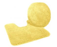 Kinzler J-10052/06 Mikrofaser Bademattenset 2-teilig = WC-Deckelbezug 47x50 cm + Vorleger mit Ausschnitt 50x55 cm, gelb
