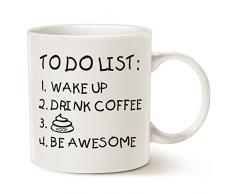 Funny Zitat Kaffee Tasse Vatertag und Muttertag Geschenke, die Liste, Wake Up Drink Coffee Poop Be Awesome Cute Motivational Porzellan Tasse, weiß, 14 oz