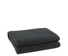Soft-Fleece-Decke – Polarfleece-Decke mit Häkelstich – flauschige Kuscheldecke – 220x240 cm – 960 anthracite mel. – von ’zoeppritz since 1828’