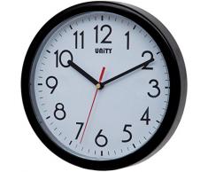 UNITY Hastings Moderne Wanduhr, 22 cm, Plastik, Schwarz, 22 x 22 x 5 cm