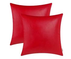 Brawarm Kissenbezüge, 2 Stück, für Couch / Sofa, Heimdekoration, weiches Kunstleder, beidseitig Modern 24 X 24 Inches - 2 Pcs Weihnachtsrot