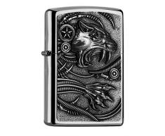Zippo PL Cyber Predator Feuerzeug, Messing, Edelstahloptik, 1 x 3,5 x 5,5 cm