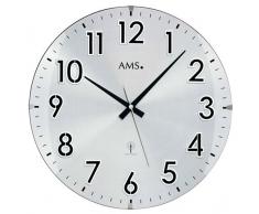 AMS Funk-Wanduhr, Holz, Silber 37 x 37 x 6 cm