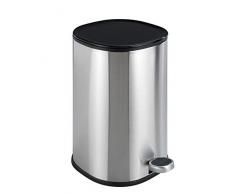 Wenko Kosmetik Treteimer Nant Easy-Close Kosmetikeimer, Mülleimer mit Absenkautomatik Fassungsvermögen 5 l, Edelstahl rostfrei, Silber matt, 27,3 x 30 x 20,5 cm
