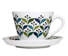 Sagaform Teetasse mit Untertasse, Keramik, Grün/Blau, 10x10x8 cm, 2-Einheiten