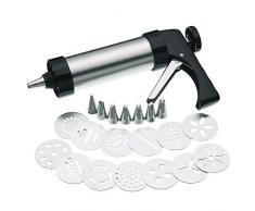 HUAFA Gebäckspritze Edelstahl-Gebäckpresse & -Garnierspritze mit 13 Schablonen und 8 Tüllen (Teigpresse)