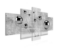 Bilder 3D Kugeln Wandbild 200 x 100 cm Vlies - Leinwand Bild XXL Format Wandbilder Wohnzimmer Wohnung Deko Kunstdrucke Grau 5 Teilig - MADE IN GERMANY - Fertig zum Aufhängen 504351b