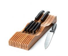 Bambusi Messerblock in Schublade, 100% natürlicher Bambus-Messer-Organizer – entworfen für 10–15 Messer (nicht im Lieferumfang enthalten) – hält Messerklingen lagern, ohne nach oben zu zeigen