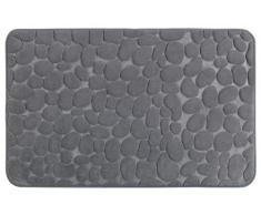 WENKO Badteppich Memory Foam Pebbles - Badematte, rutschhemmend, sehr weiche Qualität mit Memory-Schaum-Polsterung, 50 x 80 cm, grau