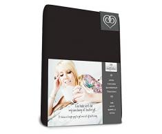 Bed-Fashion Topper-Spannbettlaken, Jersey, schwarz, Einzelbett, 80 x 200 cm