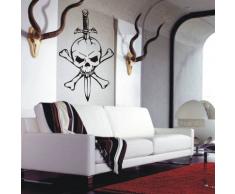 INDIGOS 4052166180856 Wandtattoo w946 Triabal Totenschädel mit Schwert Wandaufkleber 120 x 71 cm, türkis