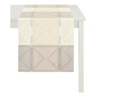 APELT Läufer, Polyester, Pastellgelb/-grau, 44 x 140 x 0.5 cm