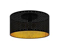 EGLO Deckenlampe Varillas, 1 flammige Deckenleuchte Modern, Wohnzimmerlampe aus Stahl und Textil in schwarz, gold, Küchenlampe, Flurlampe Decke mit E27 Fassung