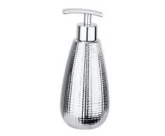 WENKO 22012100 Seifenspender Dakar, Flüssigseifen-Spender, Spülmittel-Spender Fassungsvermögen: 0,37 l, Keramik, 8 x 19 x 8 cm, chrom