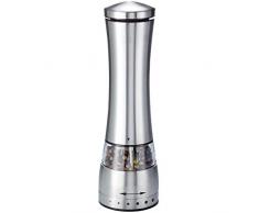 Westmark Elektrische Salz- und Pfeffermühle mit integrierter Beleuchtung und Keramikmahlwerk, Höhe: 21,5 cm, Edelstahl, Automatic, Silber, 63582260