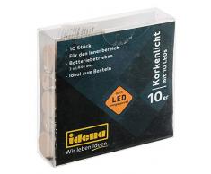 Idena 31039 - Flaschenlichter, Micro Lichterkette mit 10 LED warmweiß, Kupferdraht mit Korken, mit Batterien, Korkenlichterkette für Hochzeit, Party, Deko, Weihnachten, als Stimmungslicht, 10 Stück