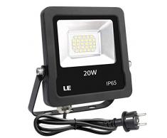LE LED Fluter mit EU Stecker, 20W 1600 Lumen Kaltweiß Superhell Strahler, IP65 Wasserdicht Scheinwerfer für Garten, Garage, Hotel, Hof usw