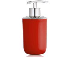 WENKO 21214100 Seifenspender Brasil, Flüssigseifen-Spender, Spülmittel-Spender Fassungsvermögen: 0,32 l, Thermoplastischer Kunststoff (TPE), 7,3 x 16,5 x 9 cm, rot