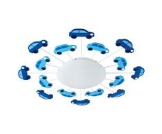 EGLO Deckenlampe Viki 1, 1 flammige Kinderzimmer Wandlampe, Deckenleuchte aus Stahl, Farbe: Blau, Glas: satiniert, weiß, Fassung: E27