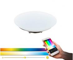 EGLO LED Tischlampe FRATTINA-C - Smart Home Tischleuchte in weiß mit 18W aus nickel-mattem Alu und weißem Kunststoff - EGLO Connect Tischlampen mit Farbwechsel und über Fernbedienung steuerbar