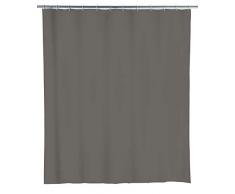 WENKO Duschvorhang Uni Mouse - wasserdicht, pflegeleicht, mit 12 Duschvorhangringen, 180 x 240 cm, grau