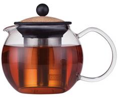 Bodum Assam Teebereiter mit Edelstahlfilter, Glas, Transparent/Kork, 12 cm