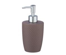 WENKO Seifenspender Punto - Flüssigseifen-Spender, Spülmittel-Spender Fassungsvermögen: 0,38 l, Keramik, 8,5 x 17,5 x 8,5 cm, taupe
