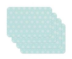 Venilia Mint Tischset Platzset für Esszimmer OSAKA BLAU VINTAGE, 4er Set abwischbar Polypropylen, lebensmittelecht, 45 x 30 cm, 4 Stück, 59060, Kunststoff, Motive, 4