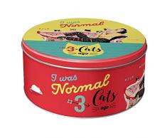 Nostalgic-Art 30608, Animal Club 3 Cats Ago, Vorratsdose Rund L, Metall, bunt, 21 x 21 x 9 cm, 4-Einheiten