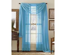 3 Stück Sheer Panel (2 147,3 x 213,4 cm) und Schal Fenster (1 Stück 94 x 548,6 cm) Vorhang Combo Set Türkis