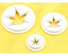 Teigschaber 12637Â Ahorn Set von 3Â Ausstechformen weiÃ Kunststoff 7Â x 7Â x 2Â cm