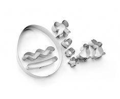 IBILI Oeuf de pâques Ausstechform-Set Osterei 9-teilig, Edelstahl, Silber, 12 x 10 x 10 cm