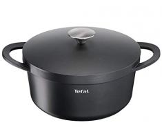 Tefal E21846 Trattoria Kochtopf, mit Gussdeckel, antihaftbeschichtet, 24 cm, schwarz