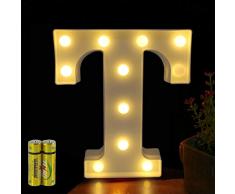 Funrui Markisen-LED-Lichterkette mit 26 Alphabet-Lichtern, beleuchtet, für Schlafzimmer, Nachtlicht, Hochzeit, Geburtstag, Party, Festival, Valentinstag, batteriebetrieben, Dekoration für Zuhause, Bar-Dekoration T