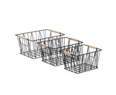 AmazonBasics – Aufbewahrungskörbe aus Draht, 3 Stück, Schwarz