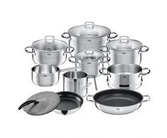 Silit Toskana Topfset 10-teilig, Töpfe mit Glasdeckel, Milchtopf, Dämpfeinsatz, Pfanne beschichtet, Spritzschutz, Edelstahl teilmattiert, Topf Induktion, unbeschichtet