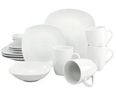 Creatable 13915, Serie Square Weiss, Kombiservice 16tlg, Porzellan, 34.5 x 28.5 x 29.5 cm, 16-Einheiten
